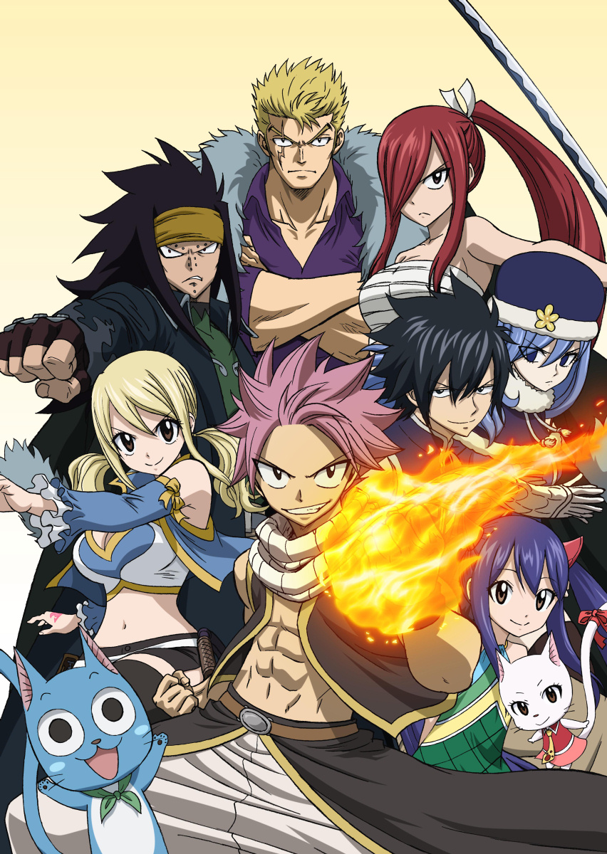 Many of the cast of "Fairy Tail" episodes 1-48, plus two newcomers from the next arc.